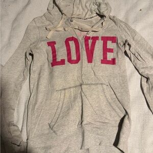 PINK Victoria's Secret Gray Hoodie with Pink Lettering